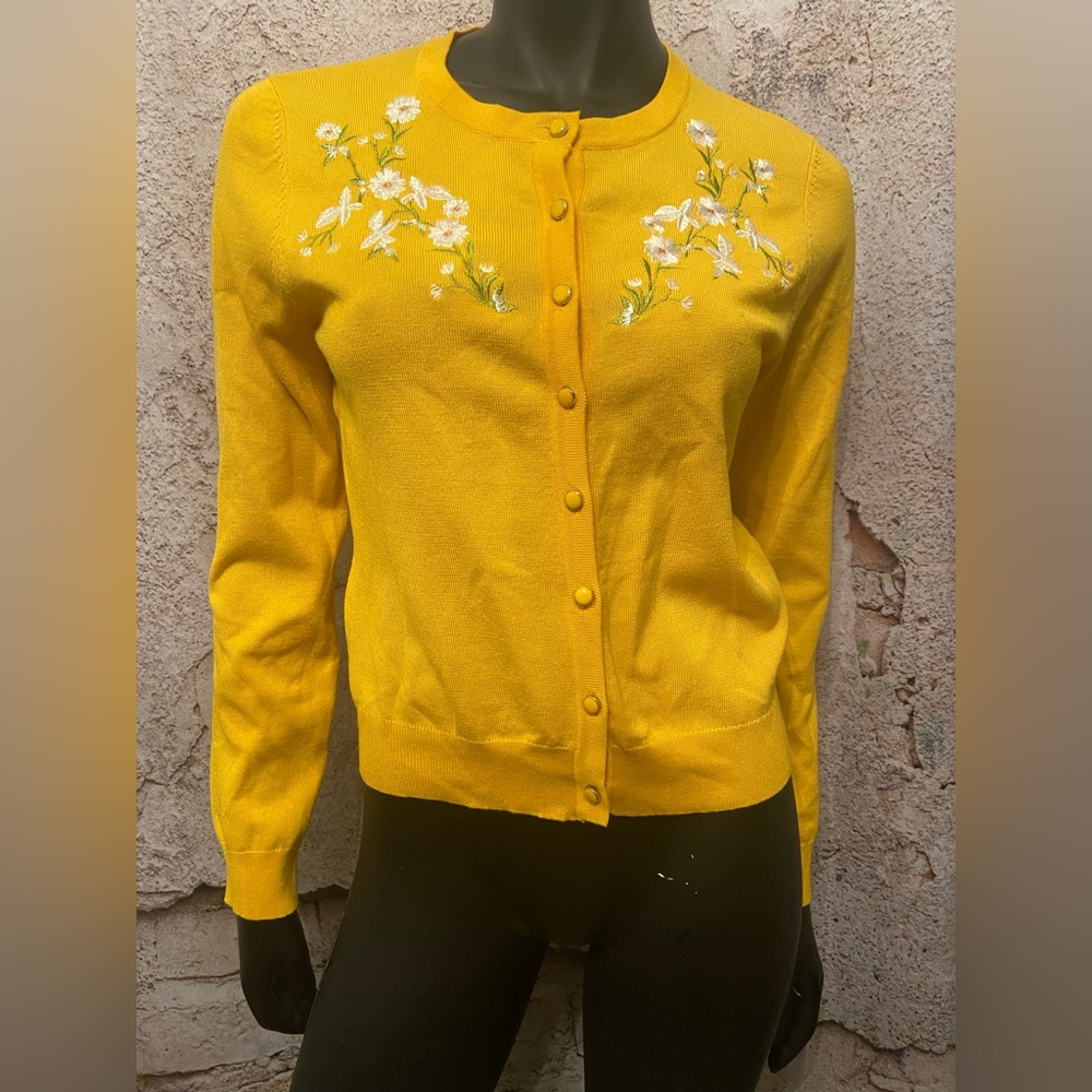 Anna Rose Mustard Embroidered Sweater